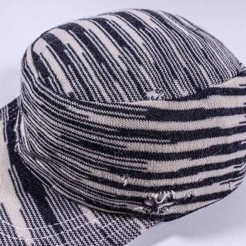Missoni Wool Zebra Print Military Cadet Hat Distressed
