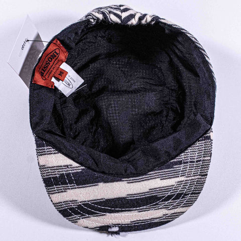 Missoni Wool Zebra Print Military Cadet Hat Distressed