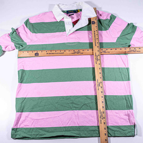 Polo Ralph Lauren Pink Green Striped Rugby Shirt