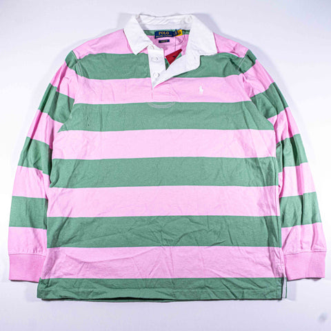 Polo Ralph Lauren Pink Green Striped Rugby Shirt