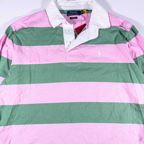 Polo Ralph Lauren Pink Green Striped Rugby Shirt