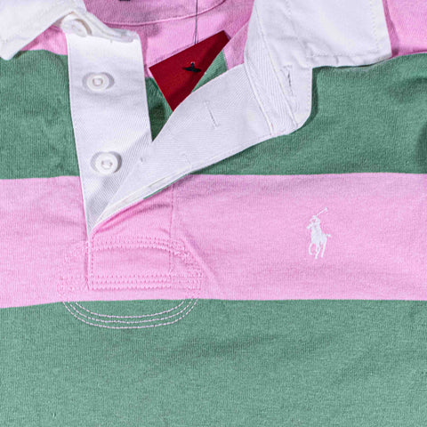 Polo Ralph Lauren Pink Green Striped Rugby Shirt