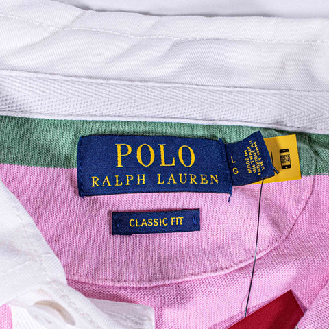 Polo Ralph Lauren Pink Green Striped Rugby Shirt