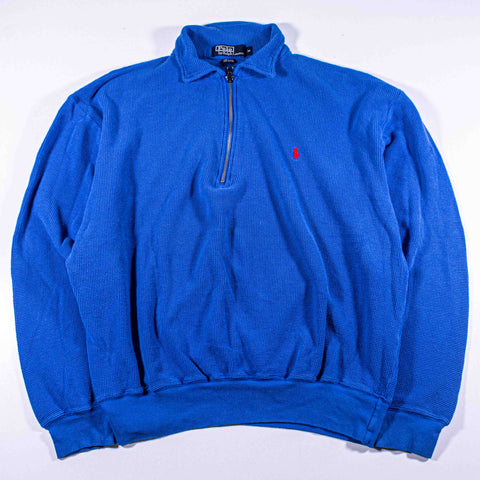 Polo Ralph Lauren Collared Waffle 1/4 Zip Pullover Made in USA