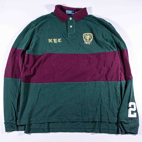 Polo Ralph Lauren NYC Lion Crest Striped Rugby Shirt