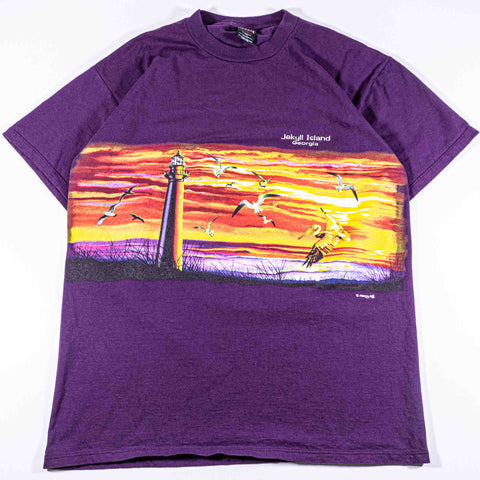 Lighthouse Seagull Jekyll Island Georgia AOP T-Shirt