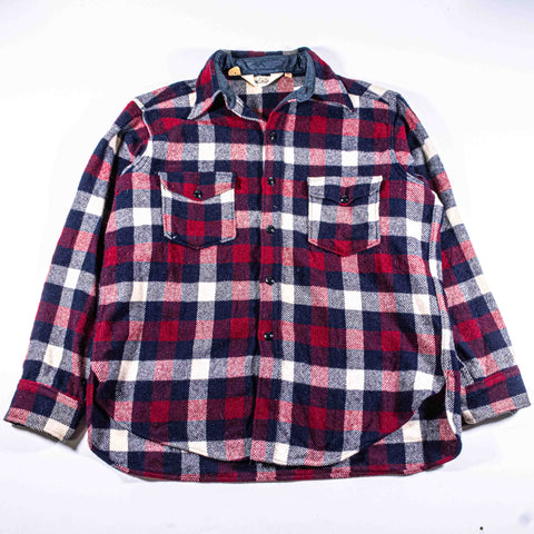 Woolrich Checkered Plaid Wool Flannel Shirt Shacket Made in USA