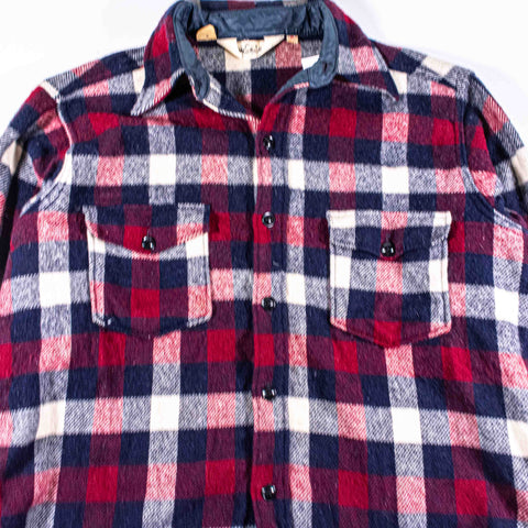 Woolrich Checkered Plaid Wool Flannel Shirt Shacket Made in USA