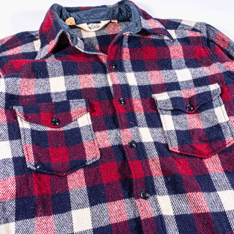 Woolrich Checkered Plaid Wool Flannel Shirt Shacket Made in USA