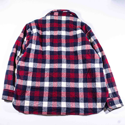 Woolrich Checkered Plaid Wool Flannel Shirt Shacket Made in USA