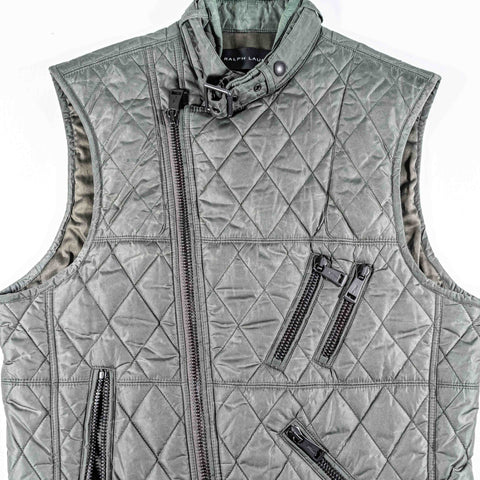 Ralph Lauren Black Label Quilted Riders Vest Gillet Asymetrical