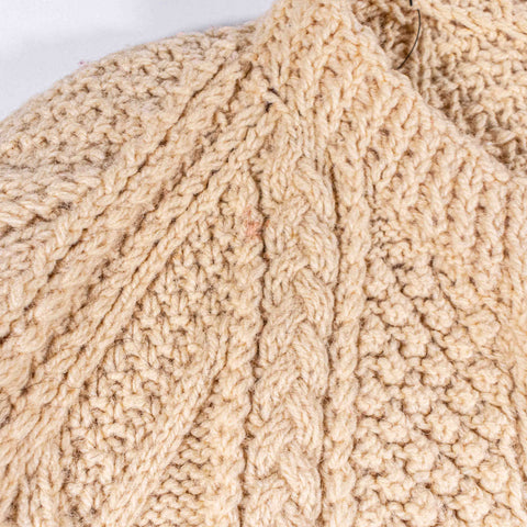 Hand Knit Irish Wool Cable Knit Fisherman Cardigan Sweater