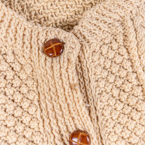 Hand Knit Irish Wool Cable Knit Fisherman Cardigan Sweater