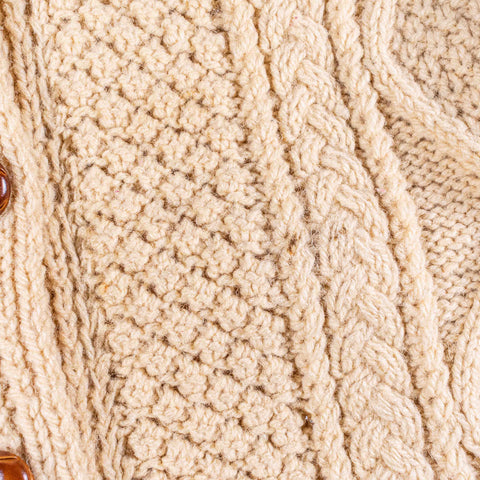Hand Knit Irish Wool Cable Knit Fisherman Cardigan Sweater