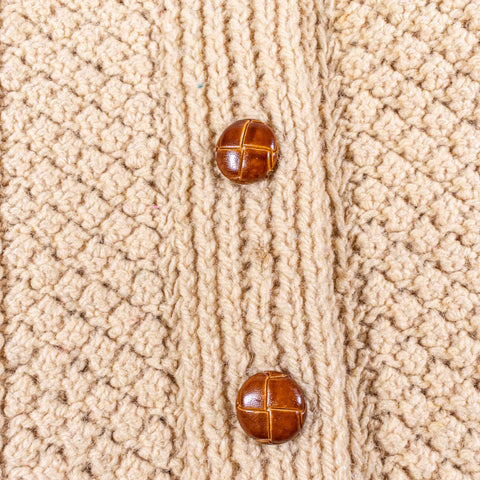 Hand Knit Irish Wool Cable Knit Fisherman Cardigan Sweater