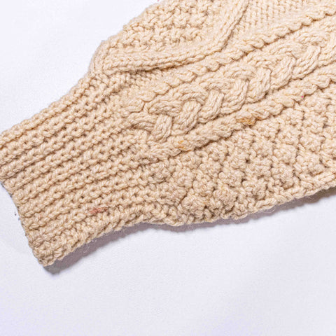 Hand Knit Irish Wool Cable Knit Fisherman Cardigan Sweater