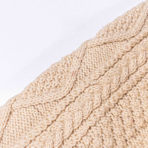 Hand Knit Irish Wool Cable Knit Fisherman Cardigan Sweater