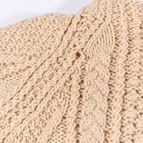 Hand Knit Irish Wool Cable Knit Fisherman Cardigan Sweater