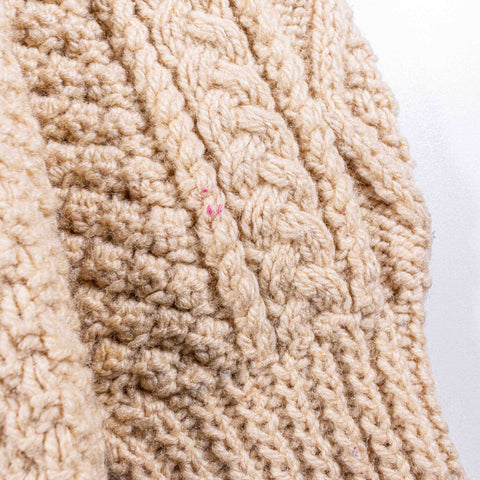 Hand Knit Irish Wool Cable Knit Fisherman Cardigan Sweater