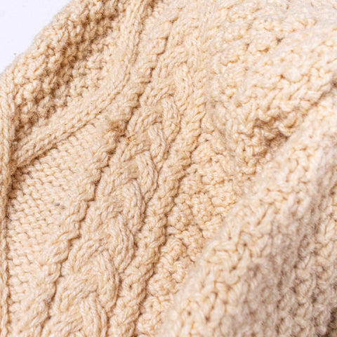 Hand Knit Irish Wool Cable Knit Fisherman Cardigan Sweater