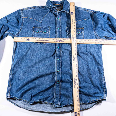 Stetson Turquoise Snap Western Denim Shirt
