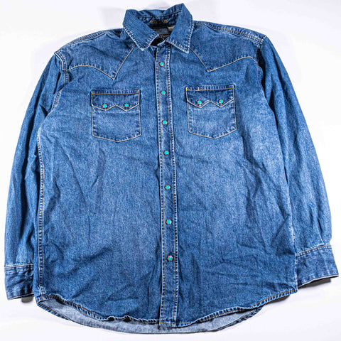 Stetson Turquoise Snap Western Denim Shirt