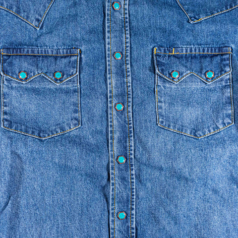Stetson Turquoise Snap Western Denim Shirt