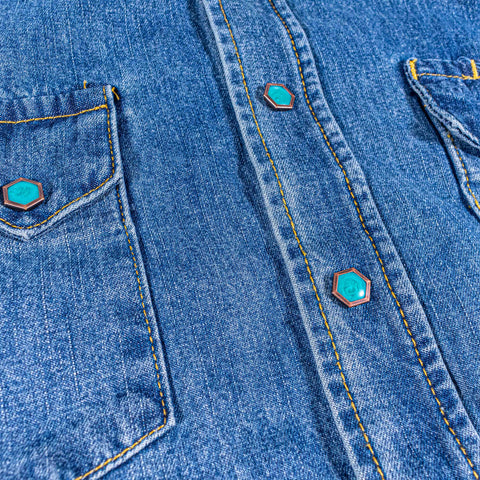 Stetson Turquoise Snap Western Denim Shirt