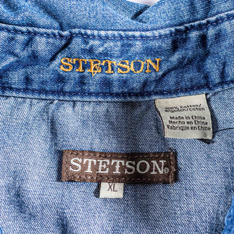 Stetson Turquoise Snap Western Denim Shirt
