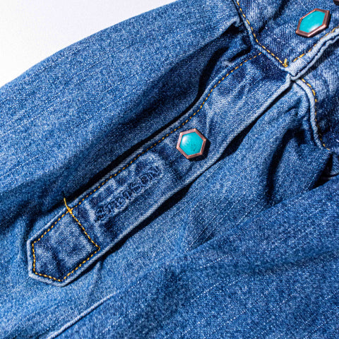 Stetson Turquoise Snap Western Denim Shirt