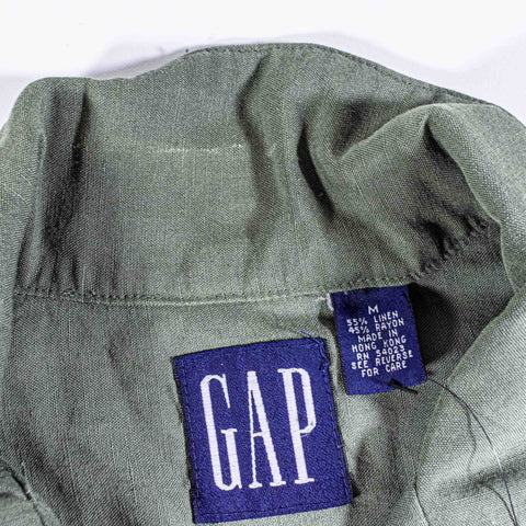 GAP Linen Rayon Loop Collar Camp Shirt Rockabilly