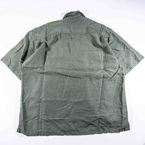 GAP Linen Rayon Loop Collar Camp Shirt Rockabilly