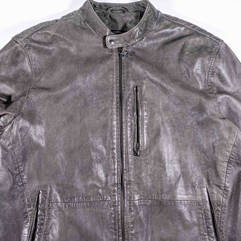 John Varvatos Sheep Skin Leather Moto Cafe Racer Jacket