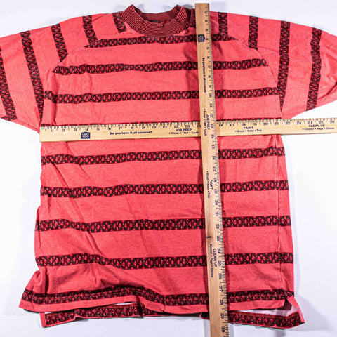 Generra Striped Tribal Print AOP Surf Mock Neck T-Shirt