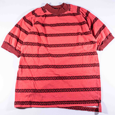 Generra Striped Tribal Print AOP Surf Mock Neck T-Shirt