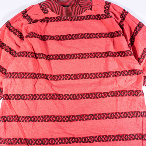 Generra Striped Tribal Print AOP Surf Mock Neck T-Shirt