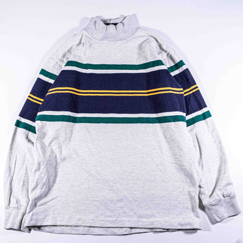 LL Bean Striped Mock Neck Sweatshirt Made in USA