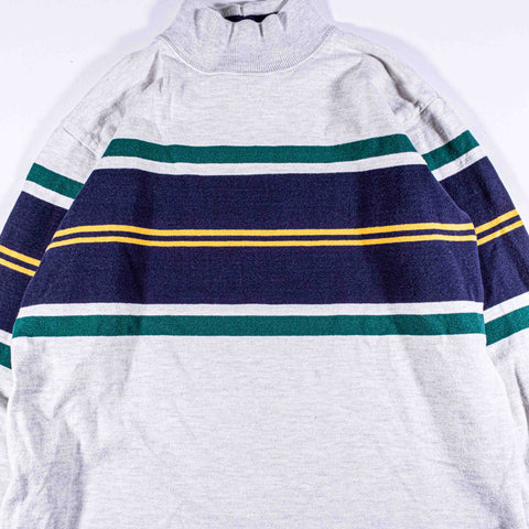 LL Bean Striped Mock Neck Sweatshirt Made in USA