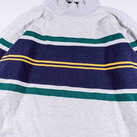 LL Bean Striped Mock Neck Sweatshirt Made in USA
