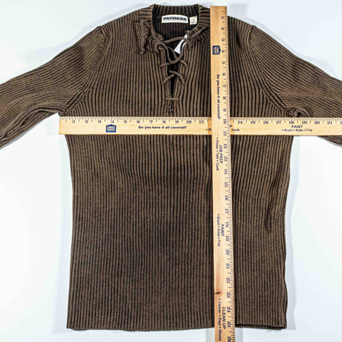 Express Ribbed Lace Up Sweater Made in Japan