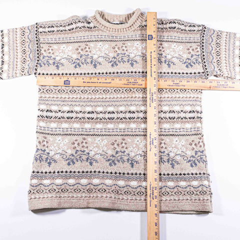 Nordic Fair Isle Roll Neck Fisherman Sweater