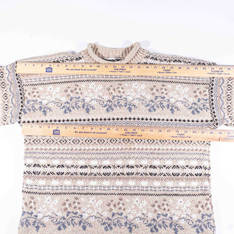 Nordic Fair Isle Roll Neck Fisherman Sweater