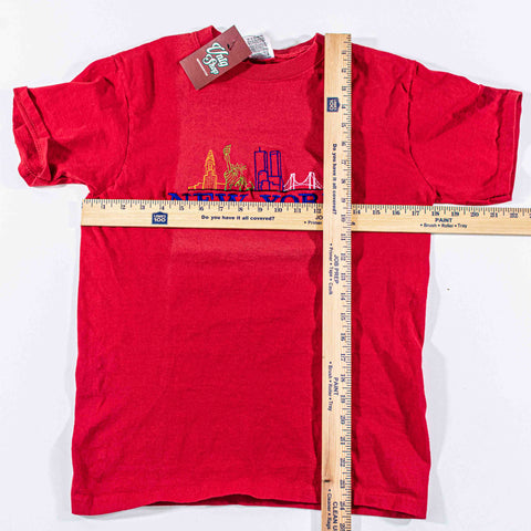 New York Embroidered Skyline Spell Out T-Shirt Sunfaded