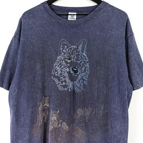 Wolf All Over Print Embroidered T-Shirt