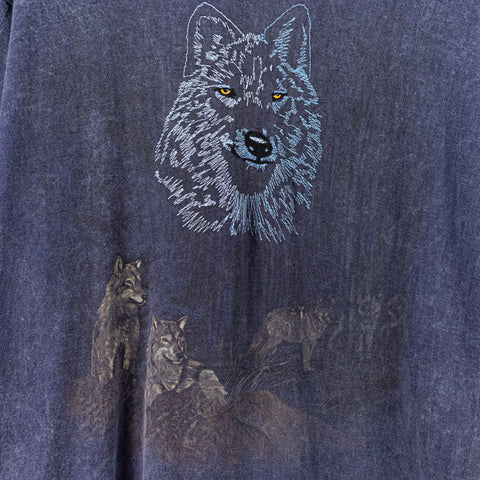 Wolf All Over Print Embroidered T-Shirt