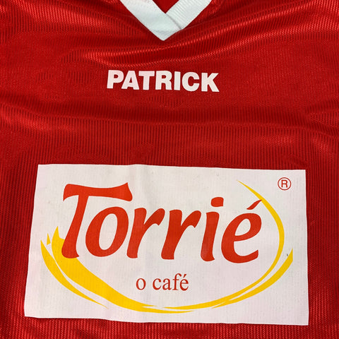 90s Patrick Brand Ribbon Tape Sleeve Collared Soccer Jersey