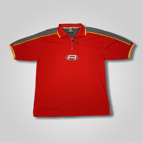 90s REWIND Brand Spell Out Quarter Zip Polo Shirt