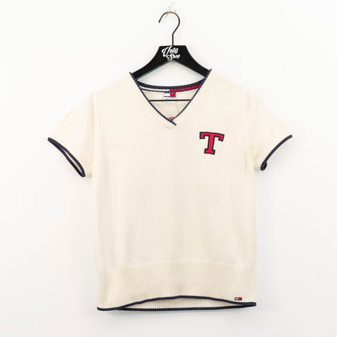 2002 Tommy Hilfiger Jeans Varsity Style Short Sleeve Knit Shirt