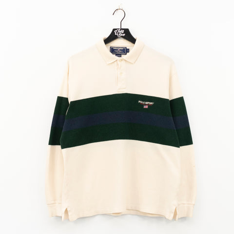 Polo Sport Sportsman Ralph Lauren Color Block Knit Long Sleeve Polo Rugby Shirt
