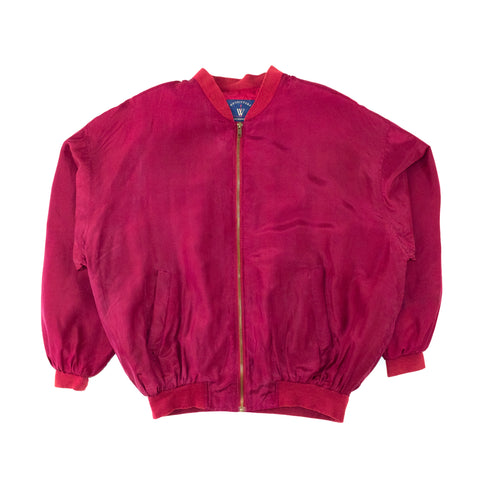 Weathervane Outfitters 100% Silk Maroon Bomber Jacket